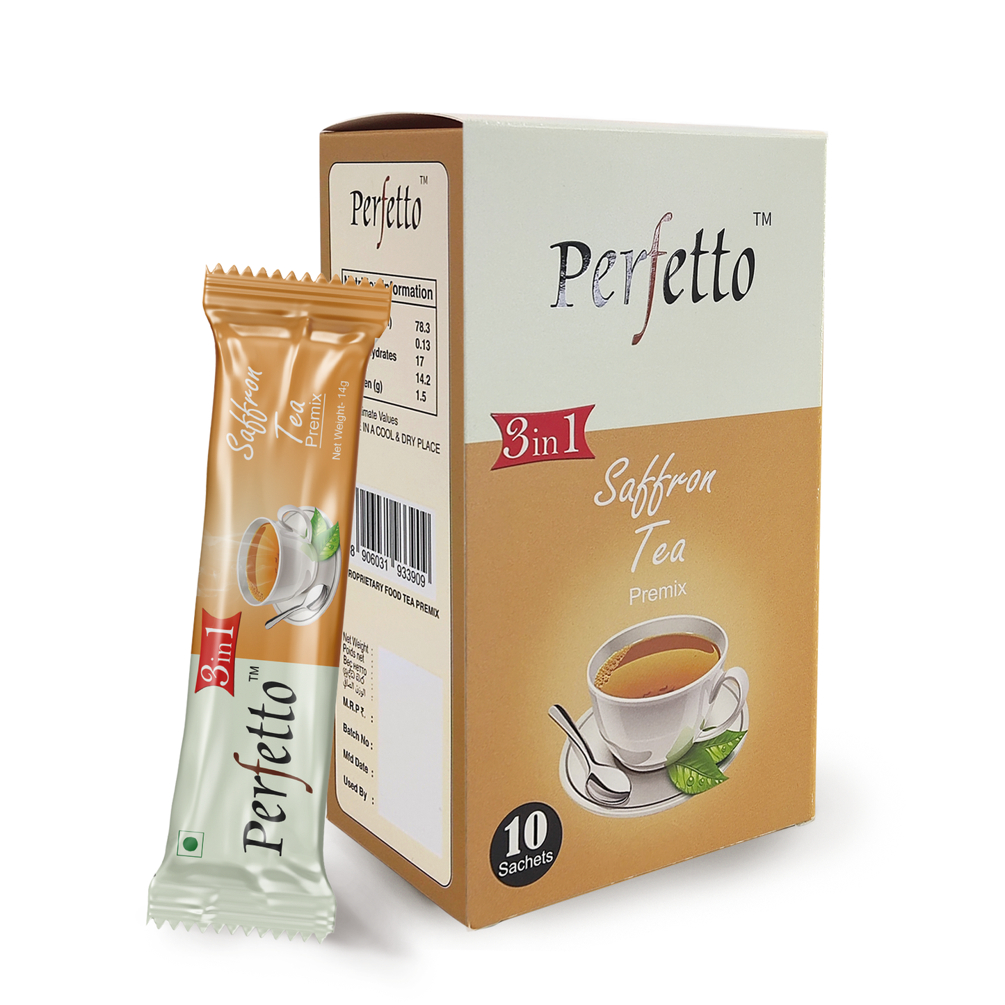 Perfetto 3 in 1 Saffron Tea Premix Box